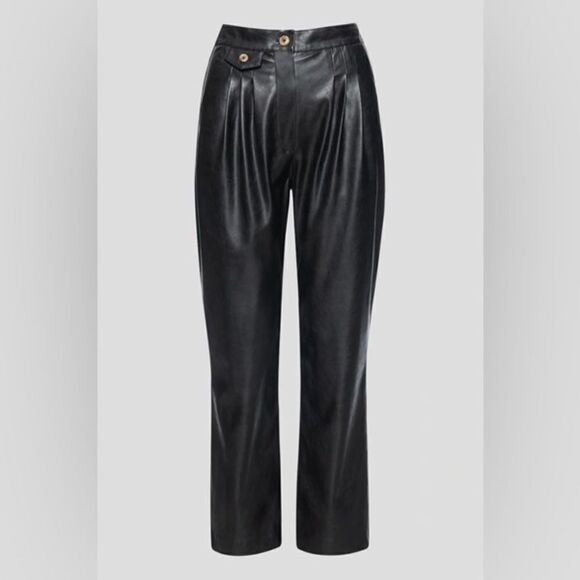 Blank NYC Pleated Vegan Black Leather Pant Trousers In Film Noir Size 29 - Picture 1 of 8